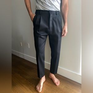 AMI Black Wool Pleaded Pants